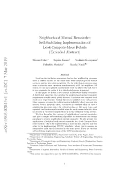 Neighborhood Mutual Remainder: Self-Stabilizing Implementation of
  Look-Compute-Move Robots (Extended Abstract)