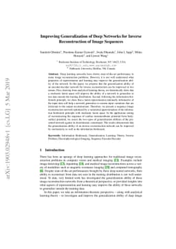 Improving Generalization of Deep Networks for Inverse Reconstruction of
  Image Sequences
