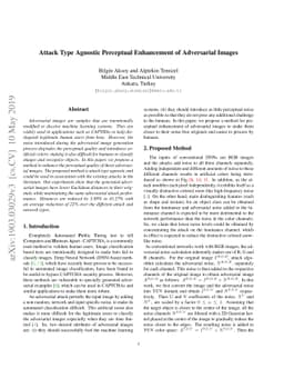 Attack Type Agnostic Perceptual Enhancement of Adversarial Images