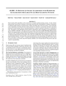 SLIDE : In Defense of Smart Algorithms over Hardware Acceleration for
  Large-Scale Deep Learning Systems