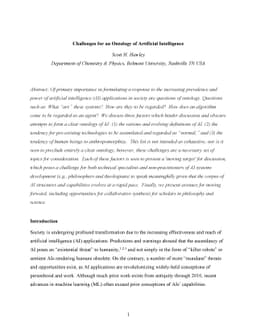 Challenges for an Ontology of Artificial Intelligence