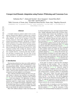 Unsupervised Domain Adaptation using Feature-Whitening and Consensus
  Loss