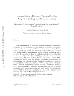 Learning Feature Relevance Through Step Size Adaptation in
  Temporal-Difference Learning