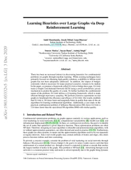 Learning Heuristics over Large Graphs via Deep Reinforcement Learning