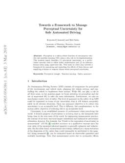 Towards a Framework to Manage Perceptual Uncertainty for Safe Automated
  Driving
