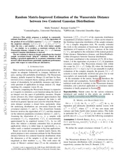 Random Matrix-Improved Estimation of the Wasserstein Distance between
  two Centered Gaussian Distributions