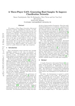 A Three-Player GAN: Generating Hard Samples To Improve Classification
  Networks