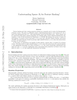Understanding Sparse JL for Feature Hashing