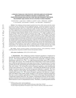 A highly parallel multilevel Newton-Krylov-Schwarz method with
  subspace-based coarsening and partition-based balancing for the multigroup
  neutron transport equations on 3D unstructured meshes