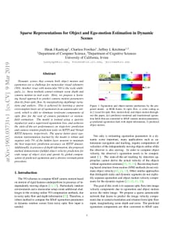 Sparse Representations for Object and Ego-motion Estimation in Dynamic
  Scenes