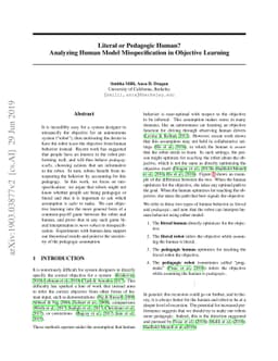Literal or Pedagogic Human? Analyzing Human Model Misspecification in
  Objective Learning