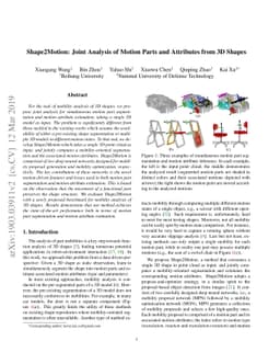 Shape2Motion: Joint Analysis of Motion Parts and Attributes from 3D
  Shapes