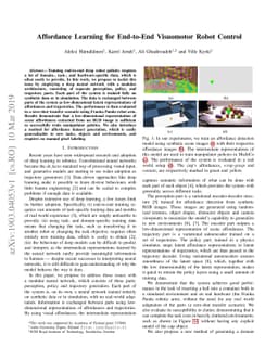 Affordance Learning for End-to-End Visuomotor Robot Control