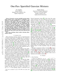 One-Pass Sparsified Gaussian Mixtures
