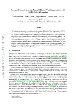 Toward Fast and Accurate Neural Chinese Word Segmentation with
  Multi-Criteria Learning