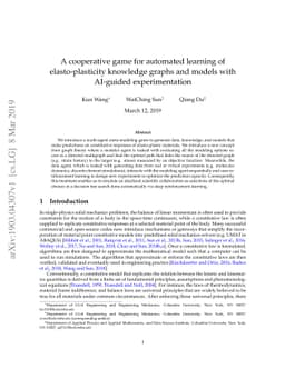 A cooperative game for automated learning of elasto-plasticity knowledge
  graphs and models with AI-guided experimentation