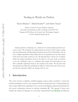 Scaling in Words on Twitter