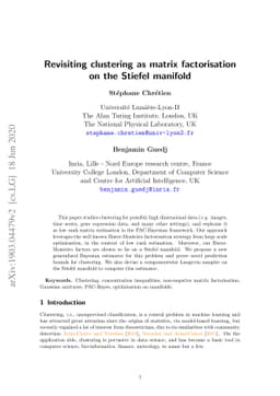 Revisiting clustering as matrix factorisation on the Stiefel manifold