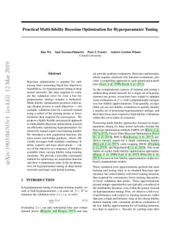 Practical Multi-fidelity Bayesian Optimization for Hyperparameter Tuning