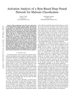 Activation Analysis of a Byte-Based Deep Neural Network for Malware
  Classification