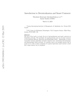 Introduction to Decentralization and Smart Contracts