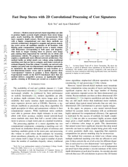Fast Deep Stereo with 2D Convolutional Processing of Cost Signatures