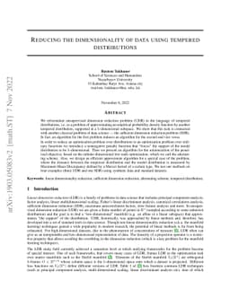 Reducing the dimensionality of data using tempered distributions