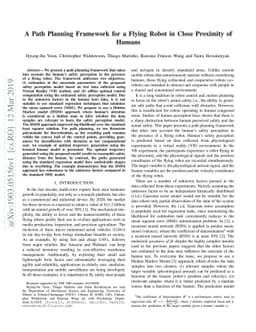 A Path Planning Framework for a Flying Robot in Close Proximity of
  Humans