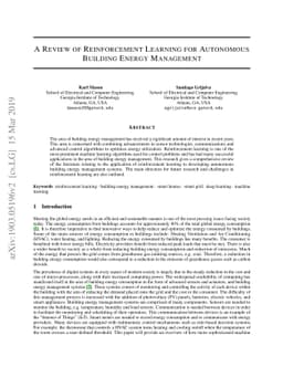 A Review of Reinforcement Learning for Autonomous Building Energy
  Management