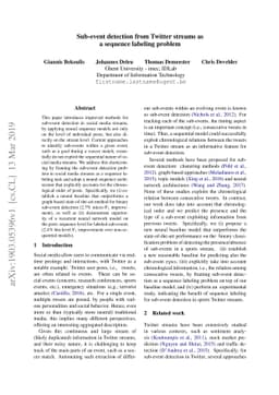 Sub-event detection from Twitter streams as a sequence labeling problem