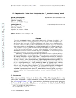 An Exponential Efron-Stein Inequality for Lq Stable Learning Rules