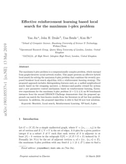 Effective reinforcement learning based local search for the maximum
  k-plex problem
