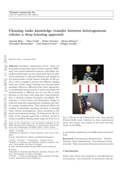 Cleaning tasks knowledge transfer between heterogeneous robots: a deep
  learning approach