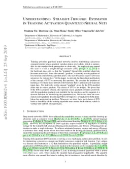 Understanding Straight-Through Estimator in Training Activation
  Quantized Neural Nets