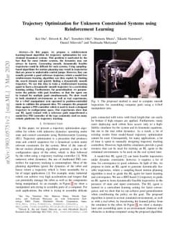 Trajectory Optimization for Unknown Constrained Systems using
  Reinforcement Learning