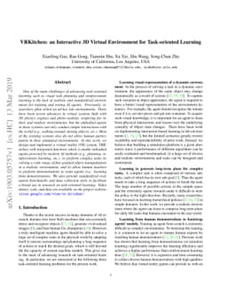 VRKitchen: an Interactive 3D Virtual Environment for Task-oriented
  Learning
