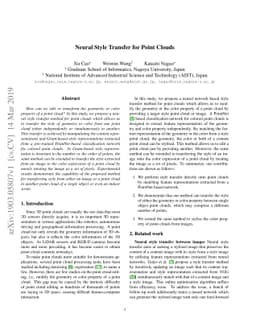 Neural Style Transfer for Point Clouds