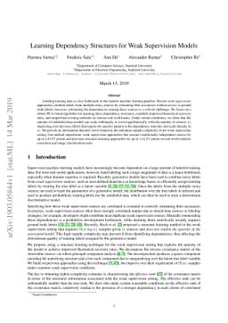 Learning Dependency Structures for Weak Supervision Models