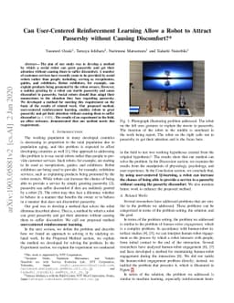 Can User-Centered Reinforcement Learning Allow a Robot to Attract
  Passersby without Causing Discomfort?