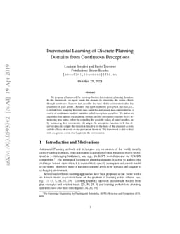 Incremental Learning of Discrete Planning Domains from Continuous
  Perceptions