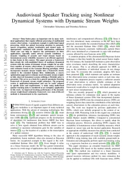 Audiovisual Speaker Tracking using Nonlinear Dynamical Systems with
  Dynamic Stream Weights