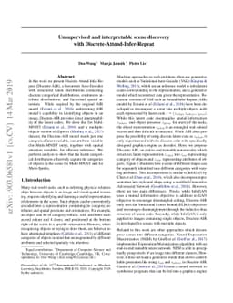 Unsupervised and interpretable scene discovery with
  Discrete-Attend-Infer-Repeat