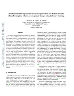 Classification of dry age-related macular degeneration and diabetic
  macular edema from optical coherence tomography images using dictionary
  learning