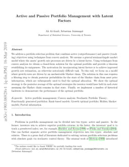 Active and Passive Portfolio Management with Latent Factors
