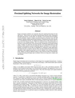 Proximal Splitting Networks for Image Restoration