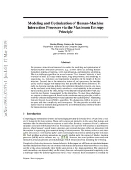 Modeling and Optimization of Human-machine Interaction Processes via the
  Maximum Entropy Principle