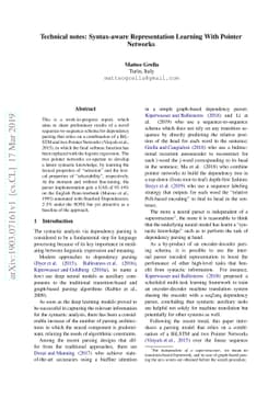 Technical notes: Syntax-aware Representation Learning With Pointer
  Networks