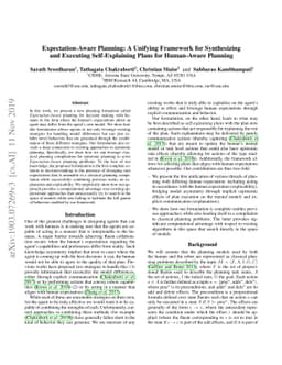Expectation-Aware Planning: A Unifying Framework for Synthesizing and
  Executing Self-Explaining Plans for Human-Aware Planning