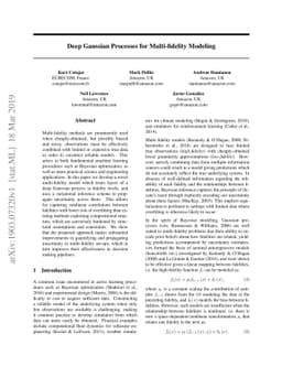 Deep Gaussian Processes for Multi-fidelity Modeling