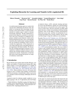 Exploiting Hierarchy for Learning and Transfer in KL-regularized RL